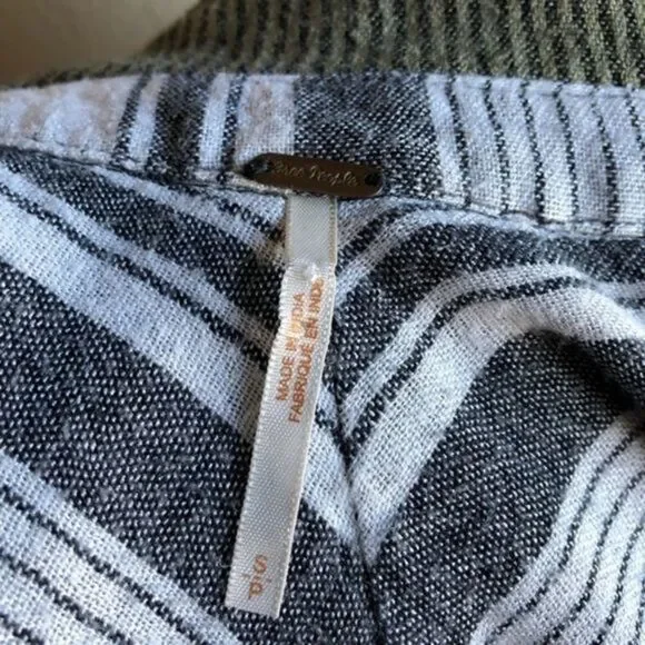 Free people soft pop over hi low green striped collared top small - Picture 5 of 7